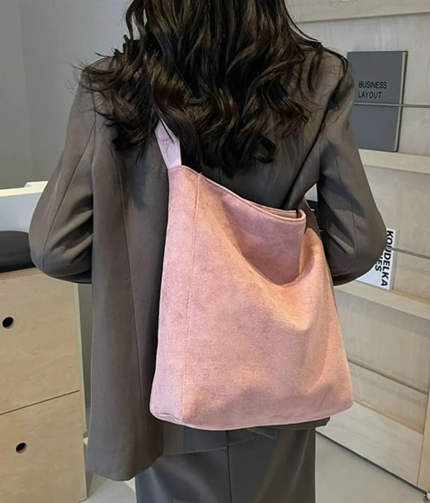 Suede Bag for Women Suede Tote Bag Large Suede Purses Handbag Fashion Suede Tote Bag Slouchy Bag Shoulder Bag for Travel Work