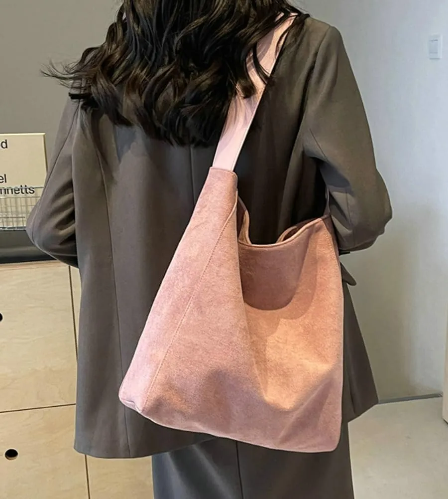 Suede Bag for Women Suede Tote Bag Large Suede Purses Handbag Fashion Suede Tote Bag Slouchy Bag Shoulder Bag for Travel Work