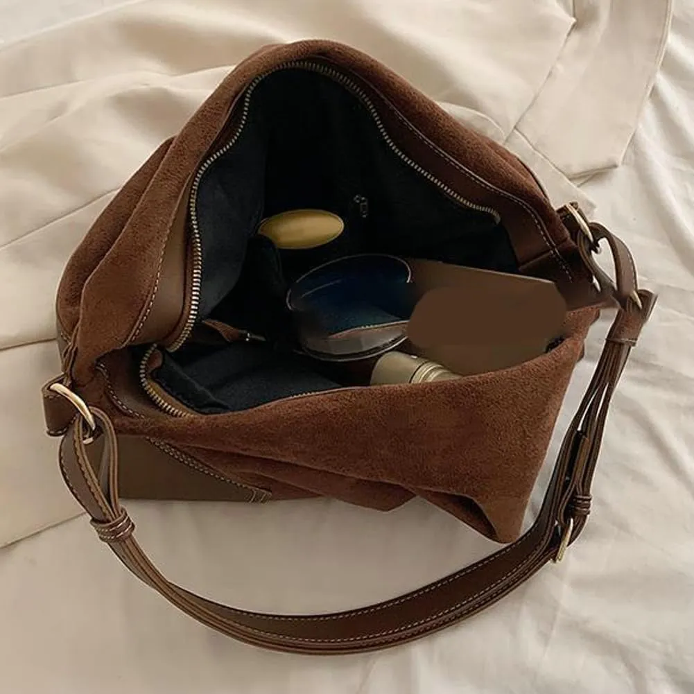 Suede Bag for Women Suede Tote Bag Large Suede Purses Handbag Fashion Suede Tote Bag Slouchy Bag Shoulder Bag for Travel Work