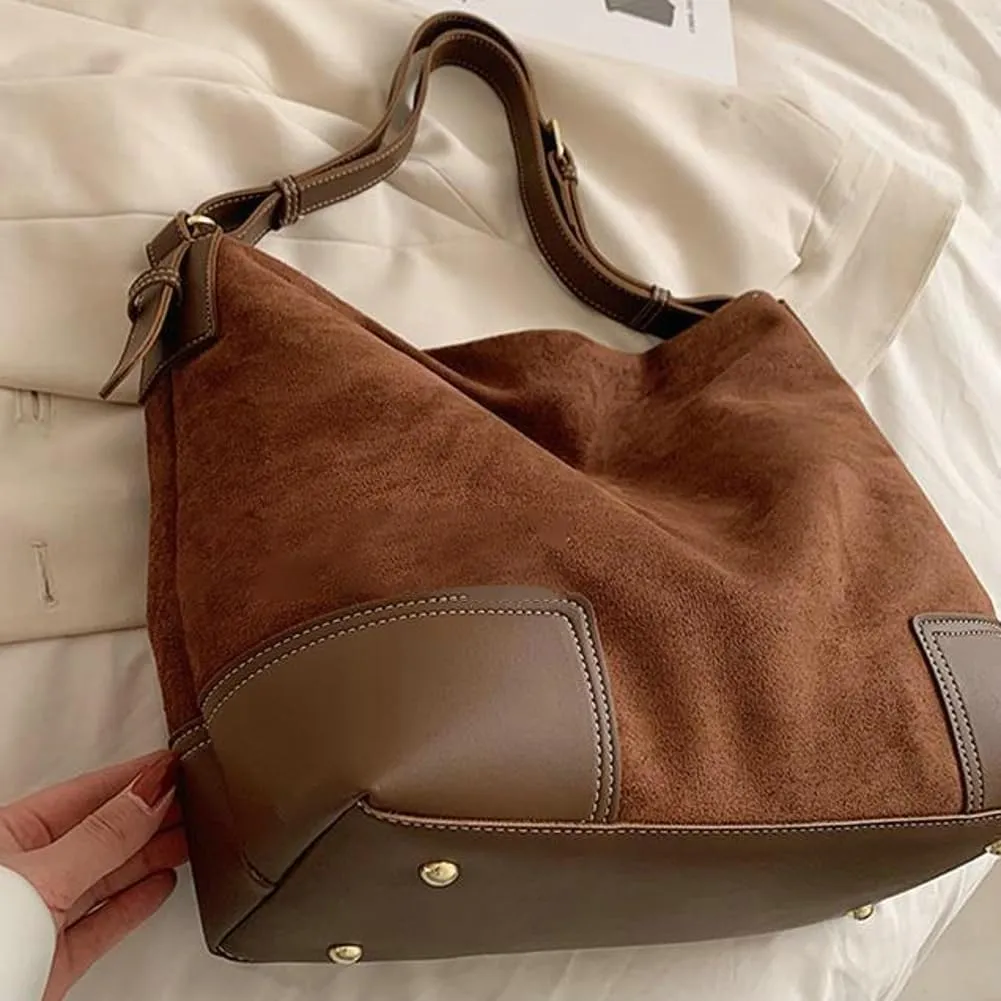 Suede Bag for Women Suede Tote Bag Large Suede Purses Handbag Fashion Suede Tote Bag Slouchy Bag Shoulder Bag for Travel Work