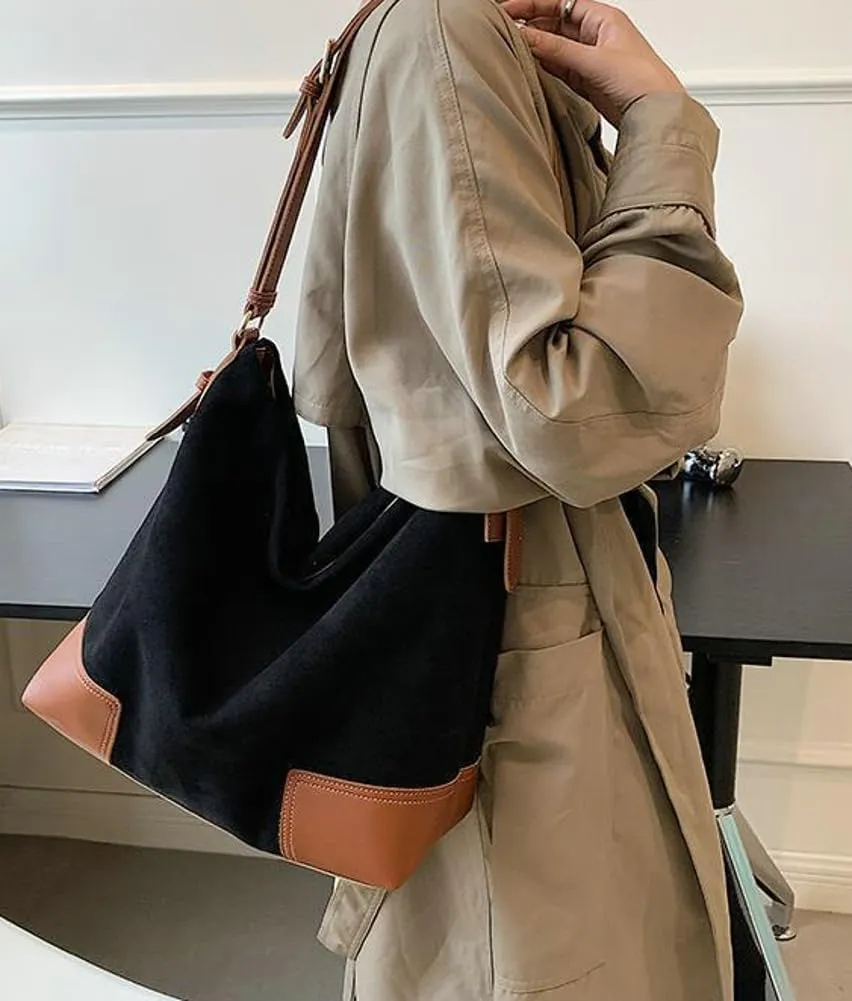 Suede Bag for Women Suede Tote Bag Large Suede Purses Handbag Fashion Suede Tote Bag Slouchy Bag Shoulder Bag for Travel Work