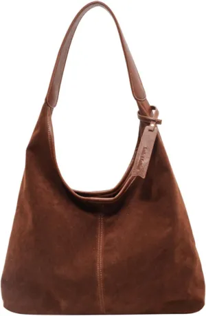 Suede Bag Suede Tote Bag Brown Suede Shouder Purse Work Hobo Handbags Fall Aesthetics