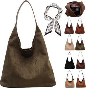 Suede Bag, Suede Tote Bag for Women, Retro Large Slouchy Hobo Bag, Brown Shoulder Handbags Bag, All-Match & Advanced