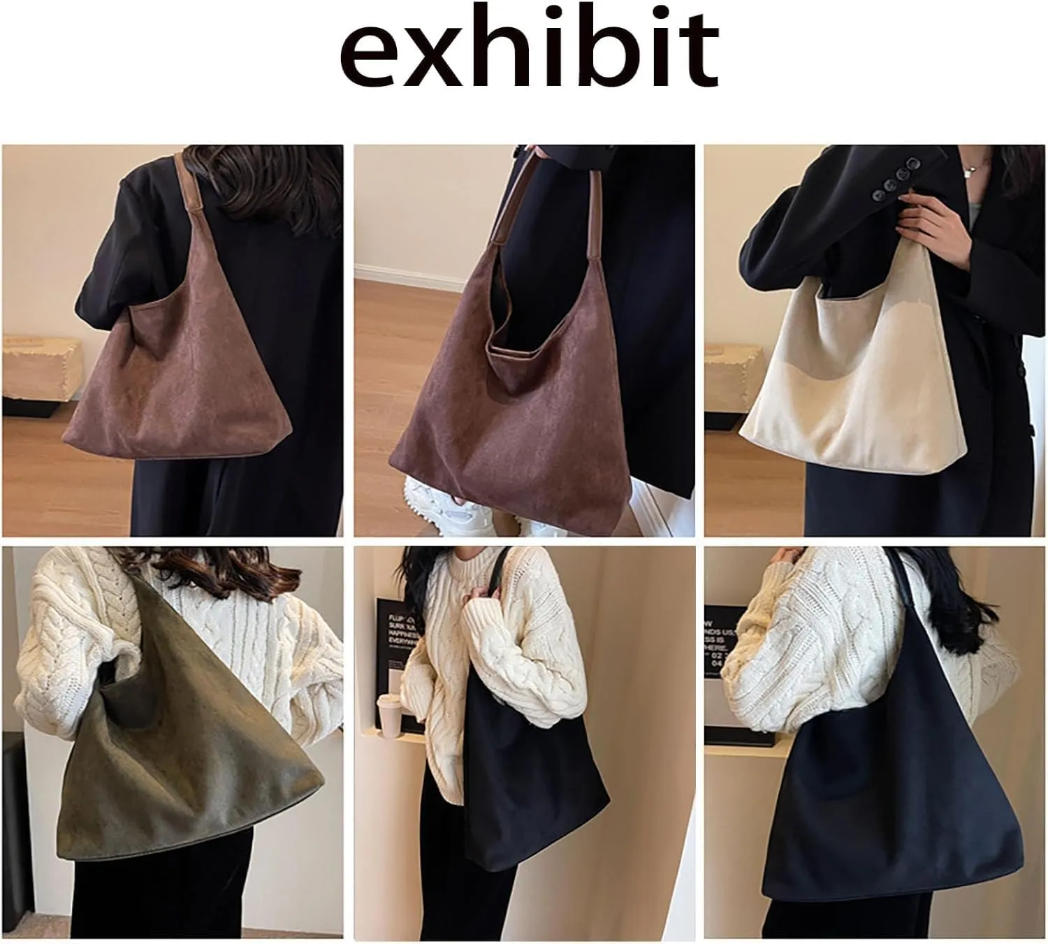 Suede Bag, Suede Tote Bag for Women, Retro Large Slouchy Hobo Bag, Brown Shoulder Handbags Bag, All-Match & Advanced