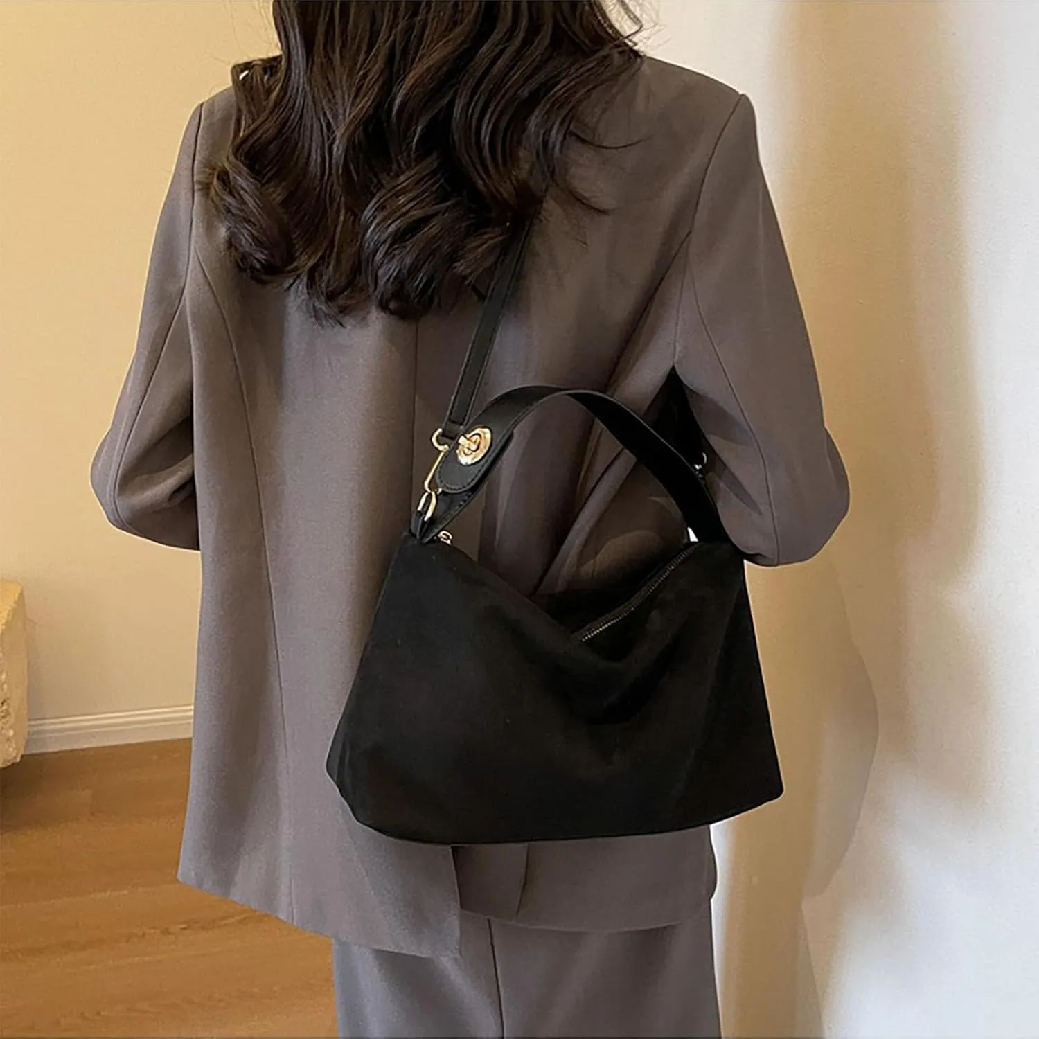 Suede Bags for Women Retro Slouchy Shoulder Bag Satchel Purses Crossbody Hobo Handbags