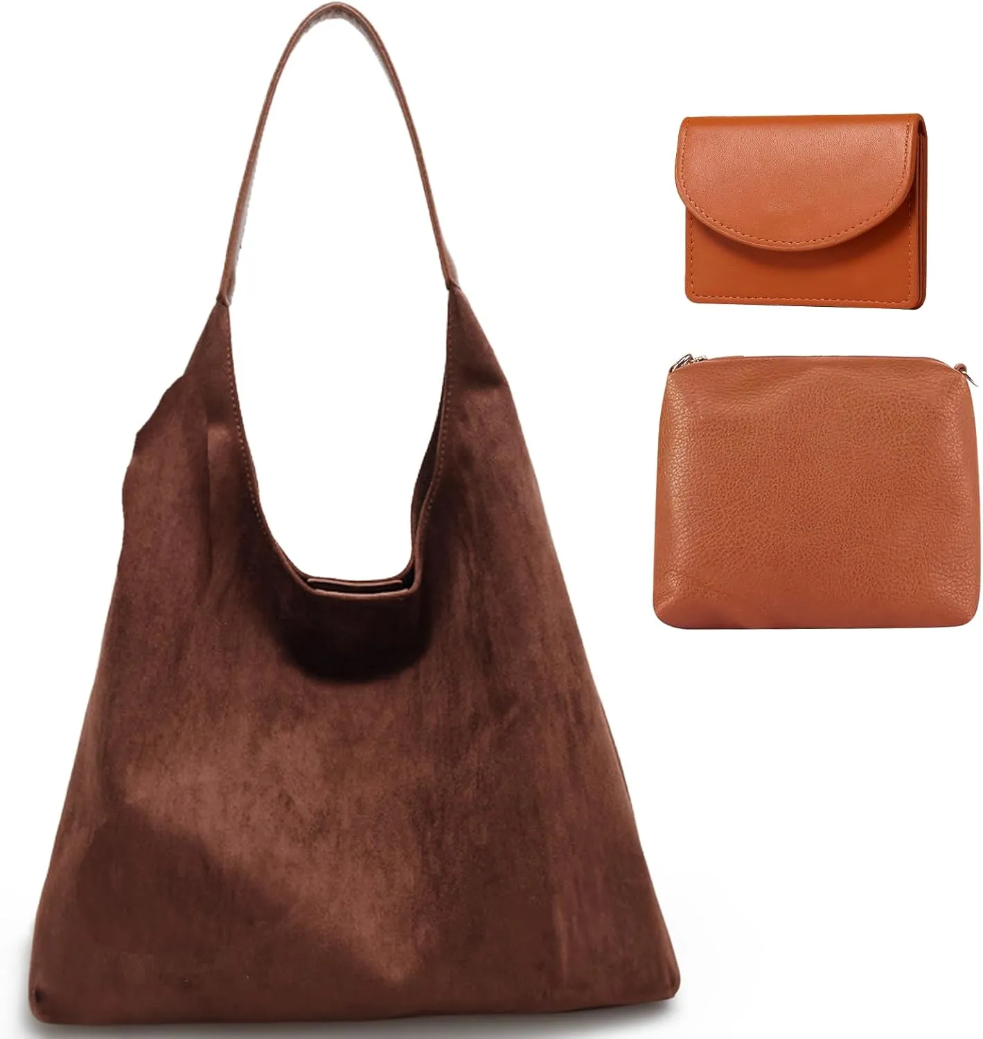 Suede Hobo Bag - Brown Suede Handbag for Women - Retro Slouchy Shoulder Bag