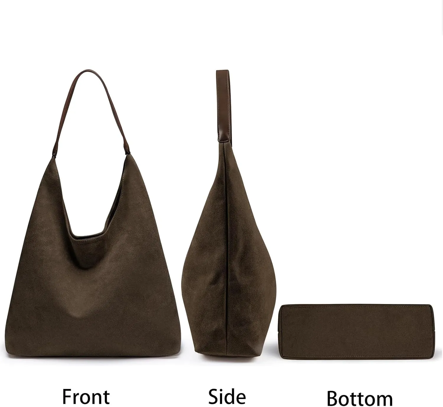 Suede Hobo Bag for Women 2 Pcs Purse Slouchy Faux Suede Tote Bag Leather Handbag