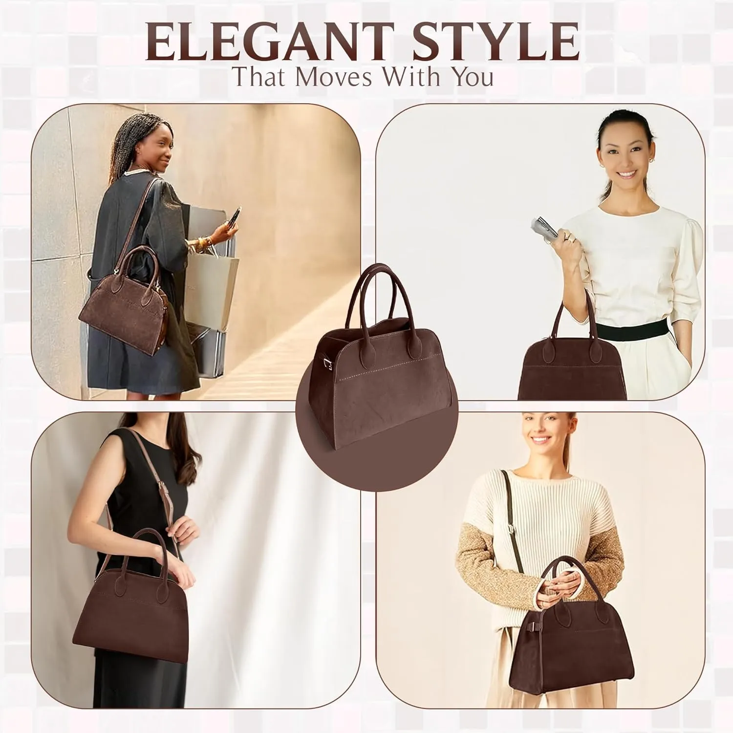 Suede Hobo Tote Bag for Women – Stylish Slouchy Handbag, Leather Work Bag, Women’s Handbags, Hobo Tote Bag for Travel&Office