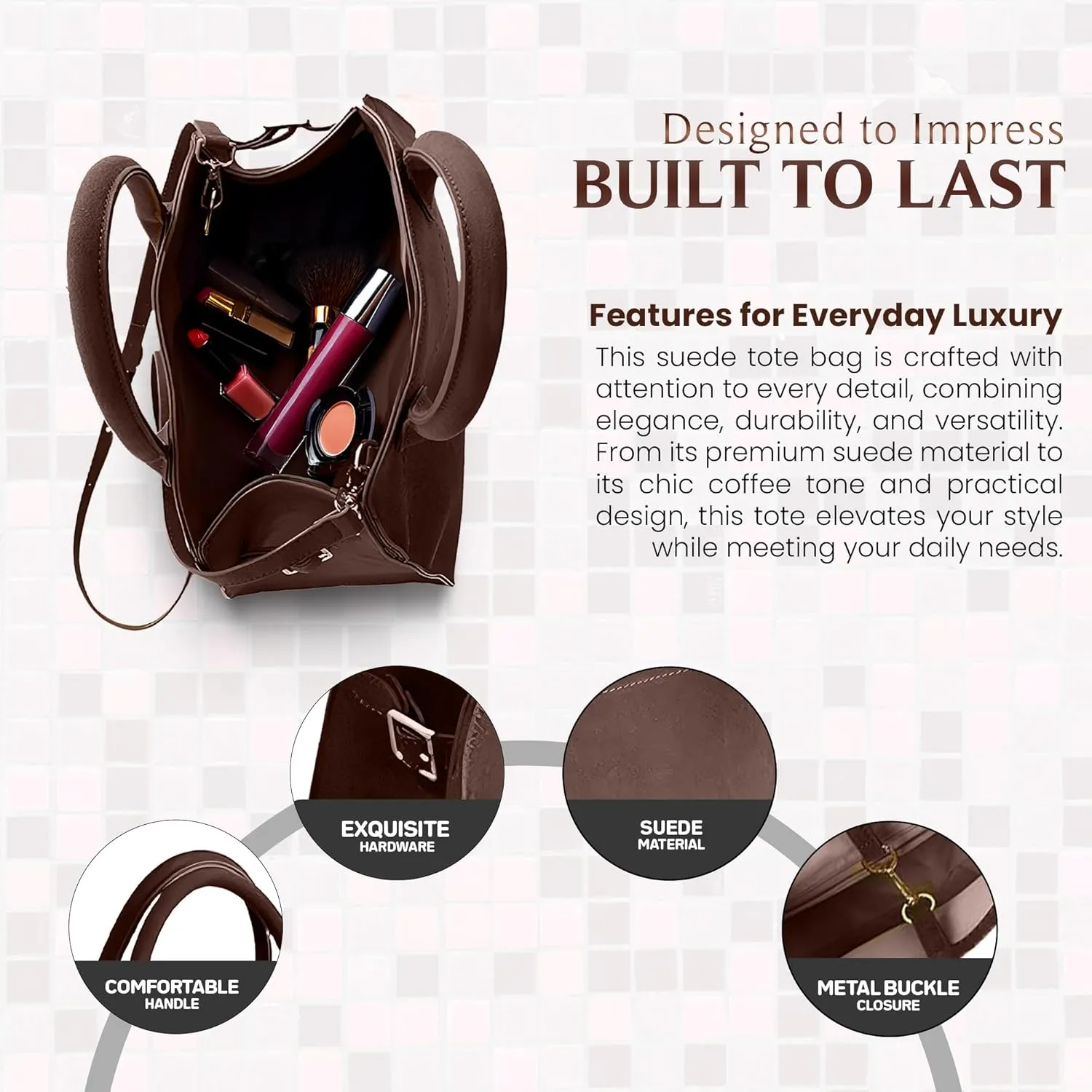 Suede Hobo Tote Bag for Women – Stylish Slouchy Handbag, Leather Work Bag, Women’s Handbags, Hobo Tote Bag for Travel&Office