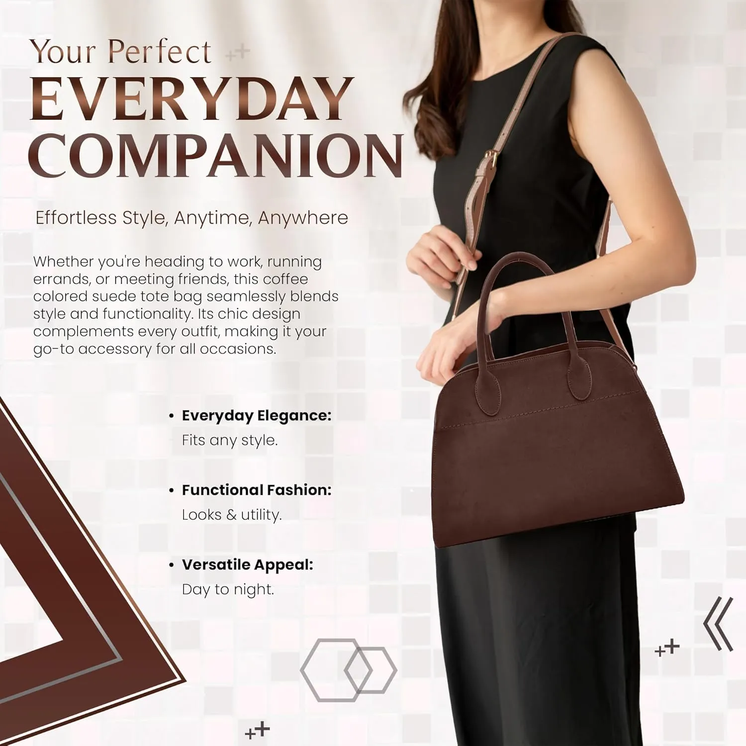Suede Hobo Tote Bag for Women – Stylish Slouchy Handbag, Leather Work Bag, Women’s Handbags, Hobo Tote Bag for Travel&Office