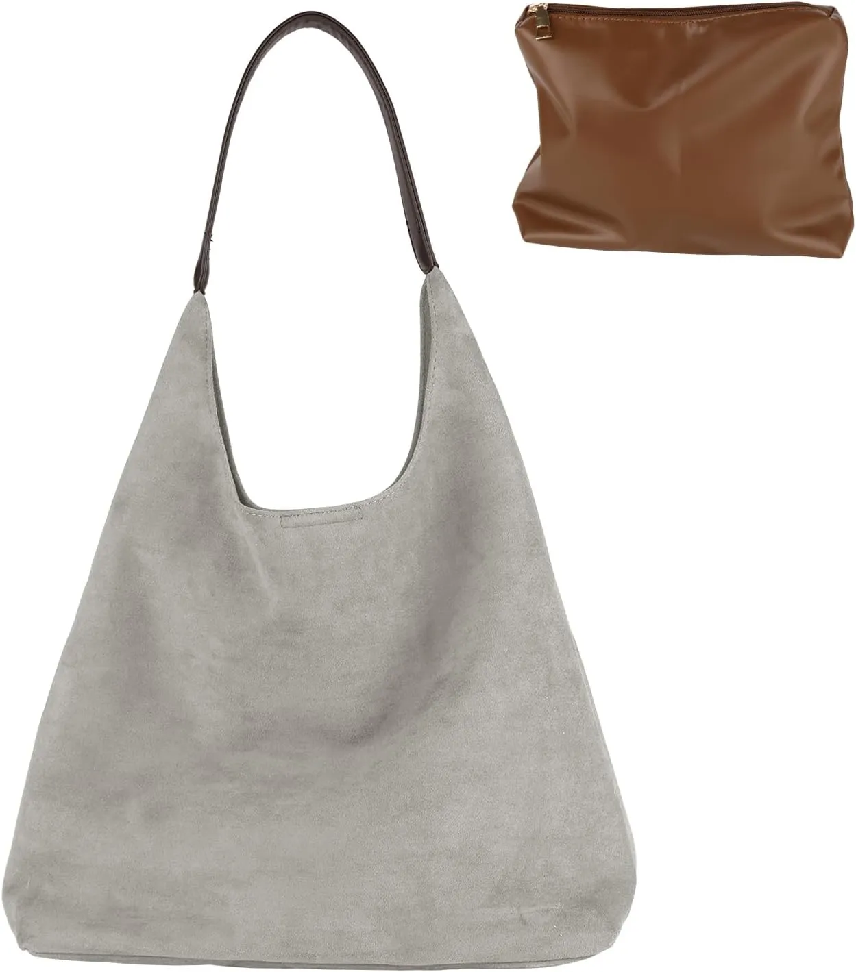 Suede Tote Bag, Brown Slouchy Suede Bags for Womens Tote Bag Work Purses Crescent Bag Suede Handbag Travel Winter Fall