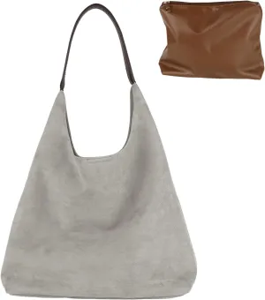 Suede Tote Bag, Brown Slouchy Suede Bags for Womens Tote Bag Work Purses Crescent Bag Suede Handbag Travel Winter Fall