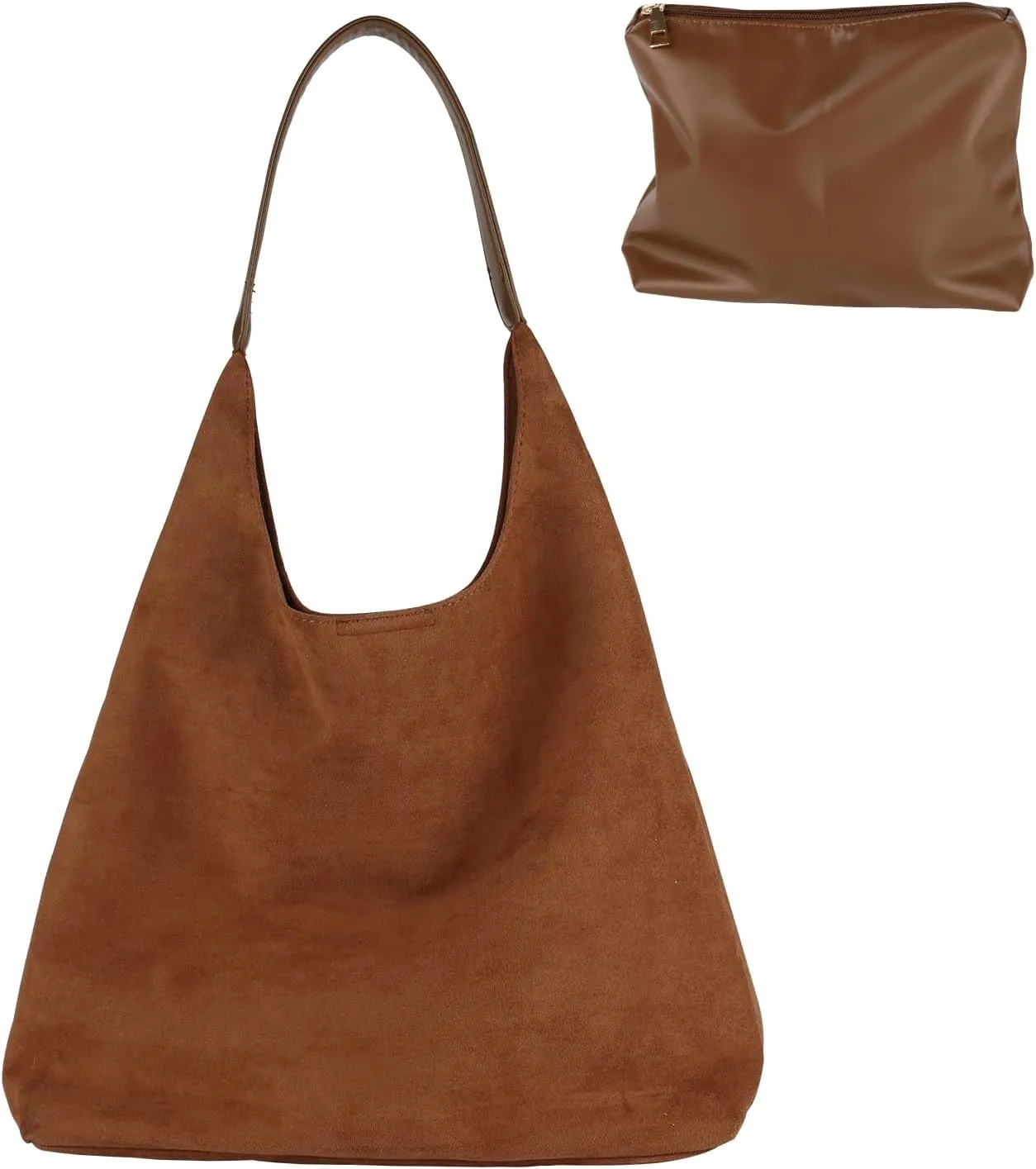 Suede Tote Bag, Brown Slouchy Suede Bags for Womens Tote Bag Work Purses Crescent Bag Suede Handbag Travel Winter Fall
