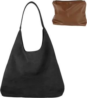Suede Tote Bag, Brown Slouchy Suede Bags for Womens Tote Bag Work Purses Crescent Bag Suede Handbag Travel Winter Fall