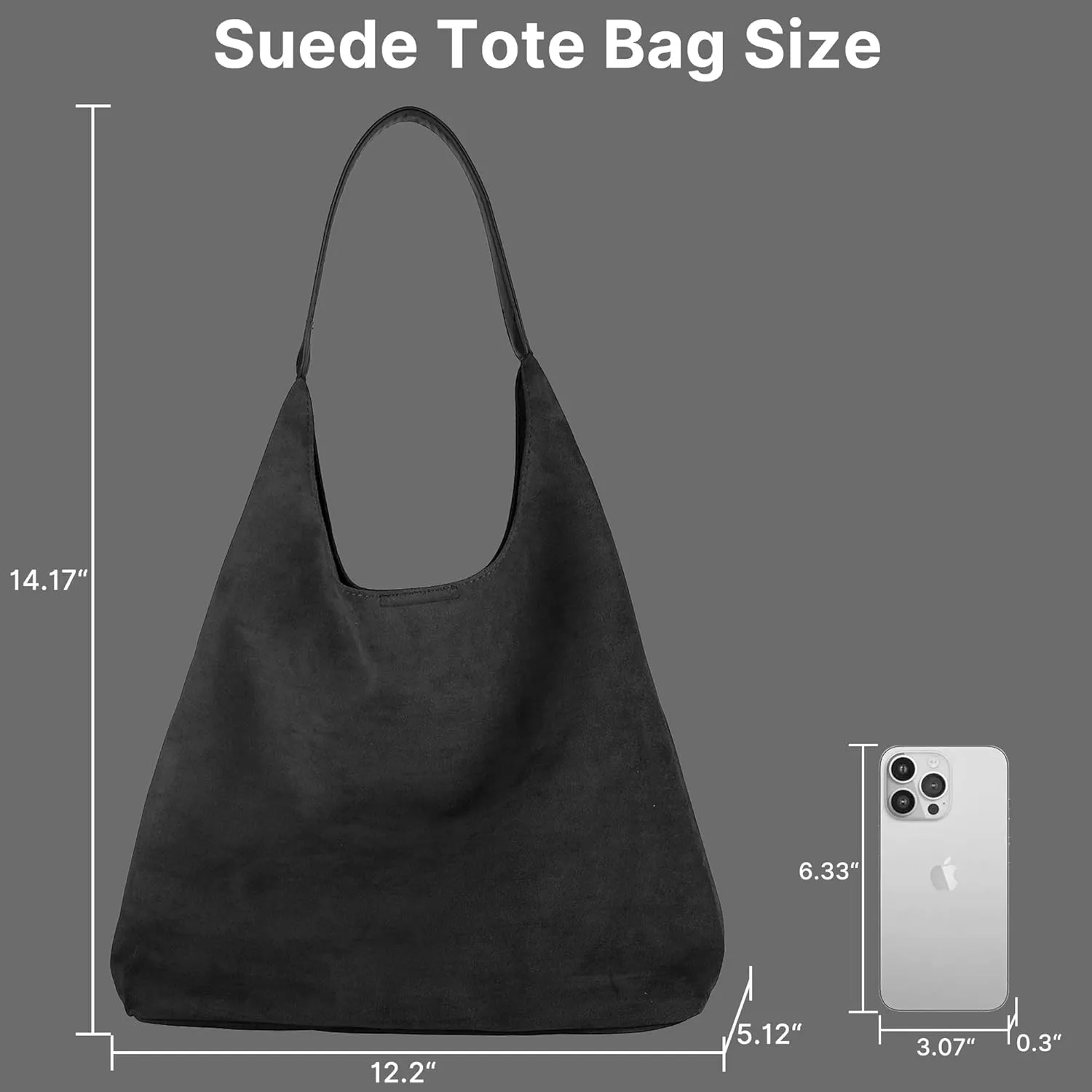 Suede Tote Bag, Brown Slouchy Suede Bags for Womens Tote Bag Work Purses Crescent Bag Suede Handbag Travel Winter Fall
