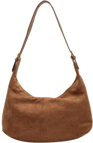 Suede Tote Bag for Women, Crescent Shoulder Bags Large Capacity Handbag Hobo Bag Autumn Leisure Lazy Crossbody Bag