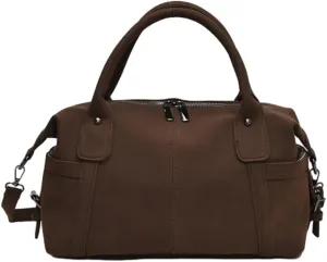 Suede Tote Bag for Women Faux Suede Crossbody Purse Slouchy Shoulder Bag Vintage Top-handle Work Travel Tote Handbag
