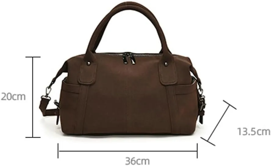 Suede Tote Bag for Women Faux Suede Crossbody Purse Slouchy Shoulder Bag Vintage Top-handle Work Travel Tote Handbag