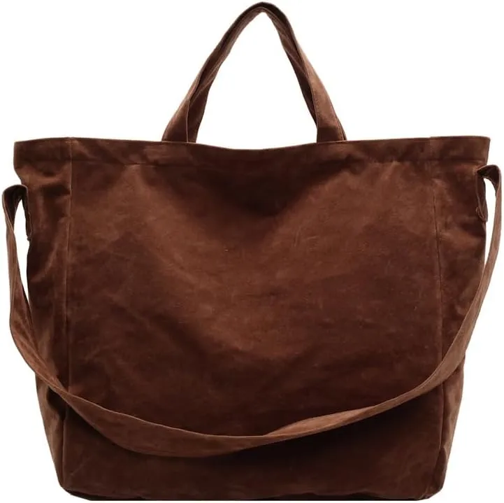 Suede Tote Bag for Women Vintage Retro Extra Large Slouchy Hobo Shoulder Satchel Top Handle Work Purse Crossbody Handbag