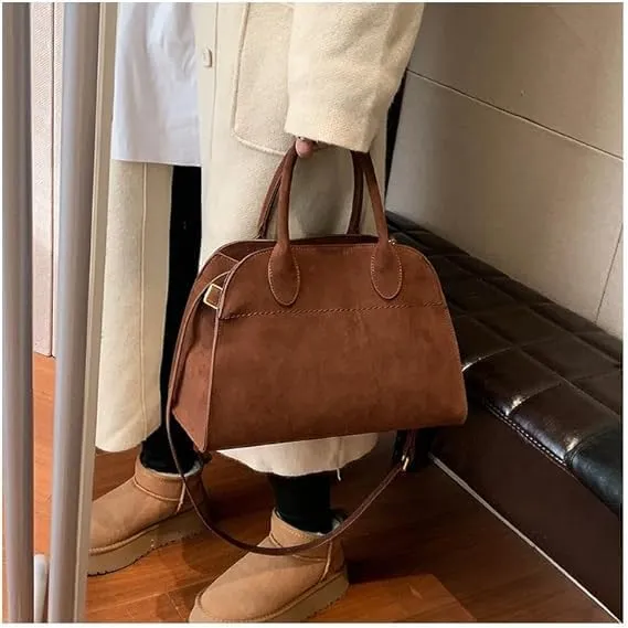 Suede Tote Bag for Women, Women's Faux Leather Tote Bag, Vintage Top Handle Bag Fashion Retro Shoulder Satchel Bag