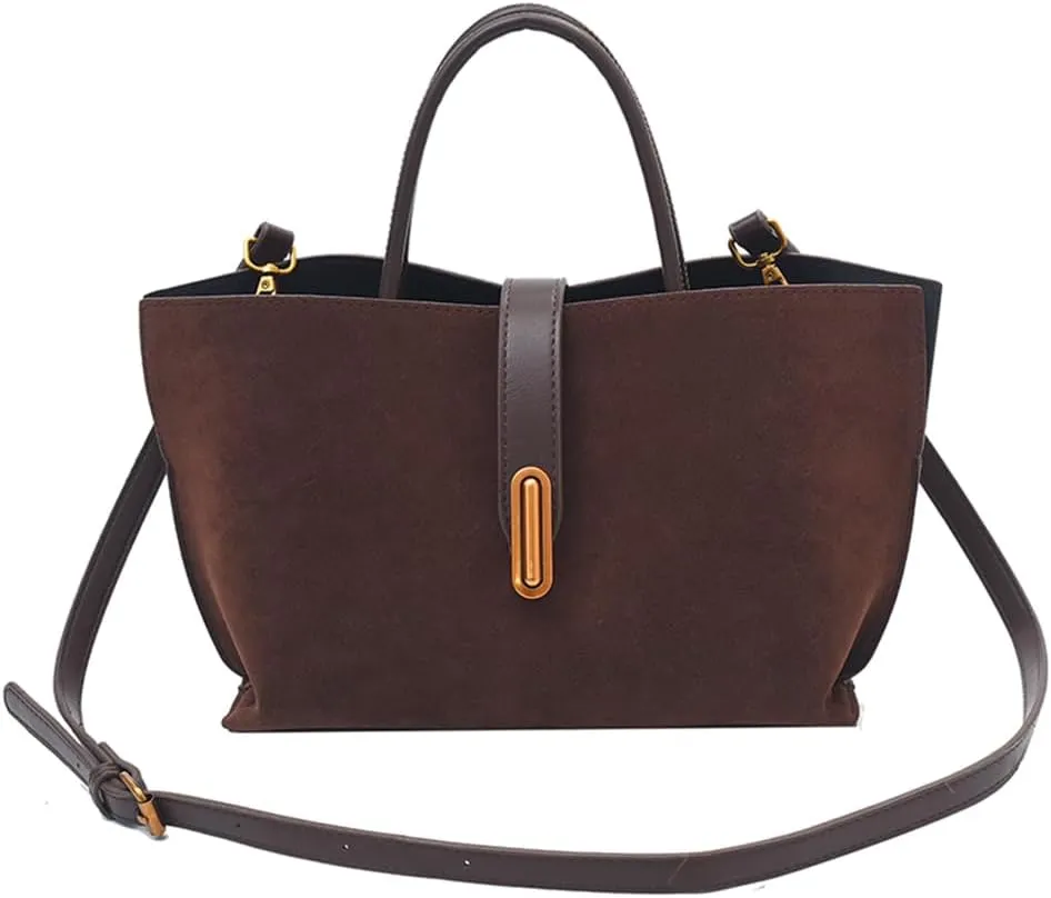 Suede Tote Bag for Women,Suede Handbags Suede Purse Top Handle 2024 Fall Winter Crossbody Bag with Shoulder Strap