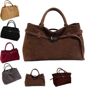 Suede Tote Bag for Women,Women's Large Capacity Suede Top-Handle Work Hobo Handbag,Vintage Faux Suede Shoulder Satchel