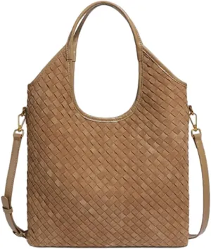 Suede Woven Shoulder Bag for Women Woven Leather Hobo Bag Tote Bag Large Crossbody Bag Retro Handbag Satchel
