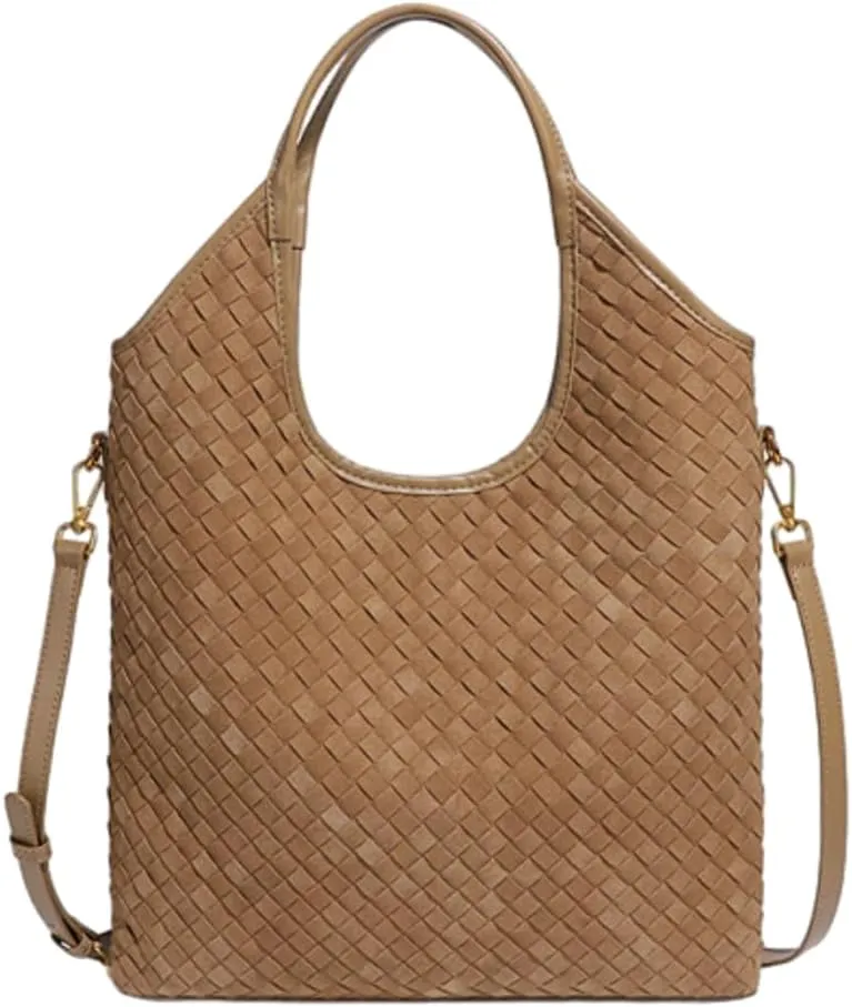 Suede Woven Shoulder Bag for Women Woven Leather Hobo Bag Tote Bag Large Crossbody Bag Retro Handbag Satchel