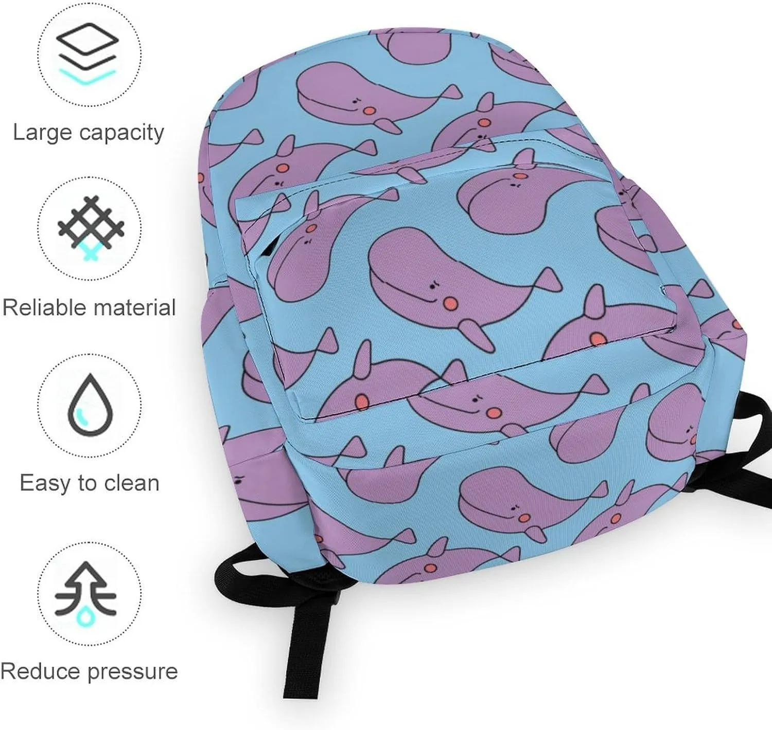 Summer Whale Ocean Casual Travel Backpack Lightweight with Multi Compartment Laptop Bagpack for Women Men Hiking Business Work