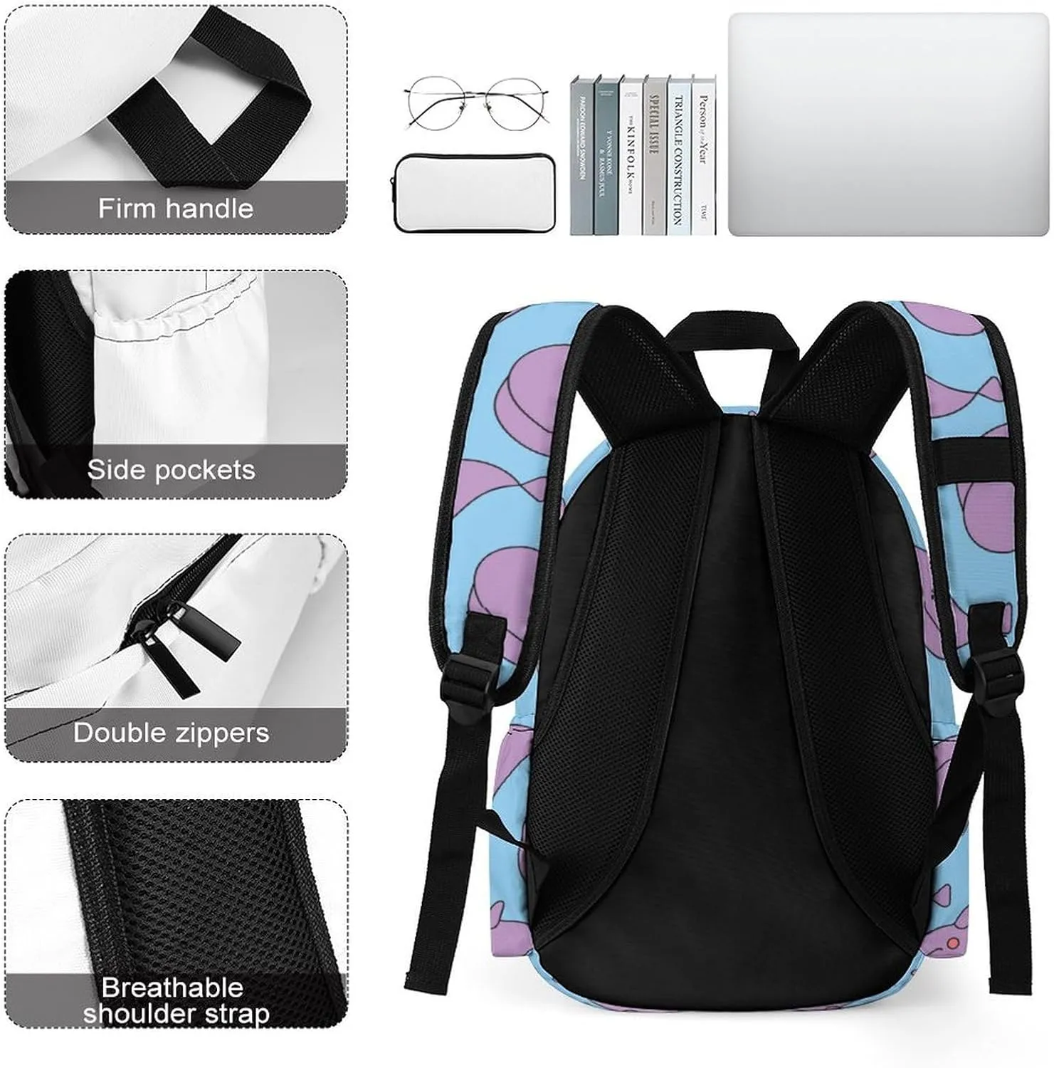Summer Whale Ocean Casual Travel Backpack Lightweight with Multi Compartment Laptop Bagpack for Women Men Hiking Business Work