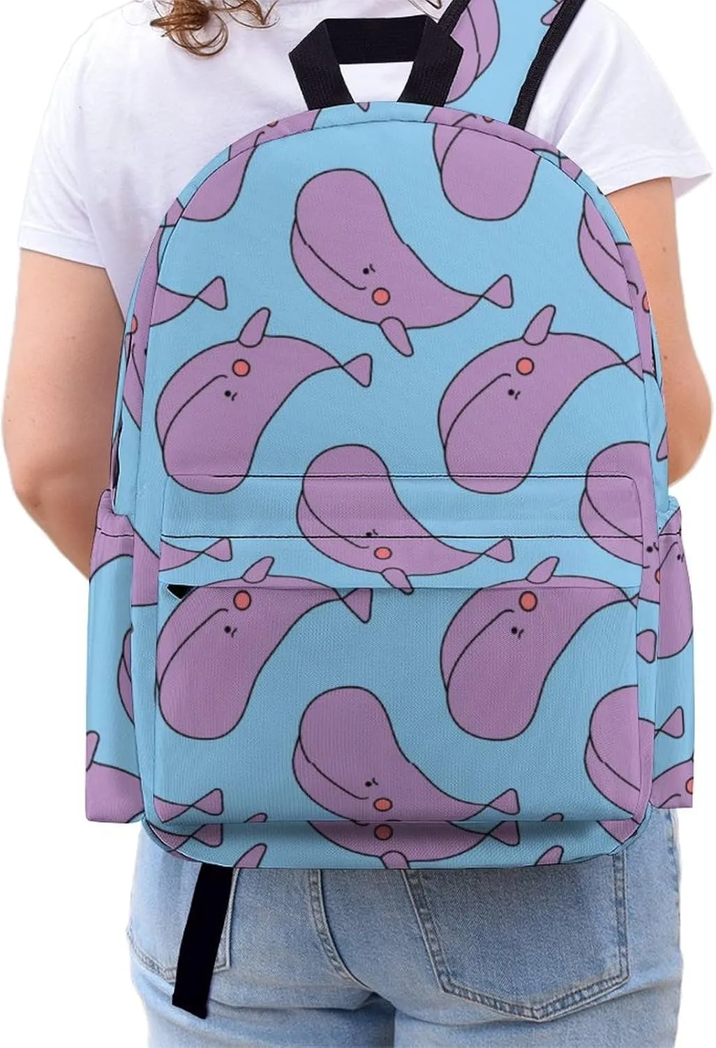 Summer Whale Ocean Casual Travel Backpack Lightweight with Multi Compartment Laptop Bagpack for Women Men Hiking Business Work