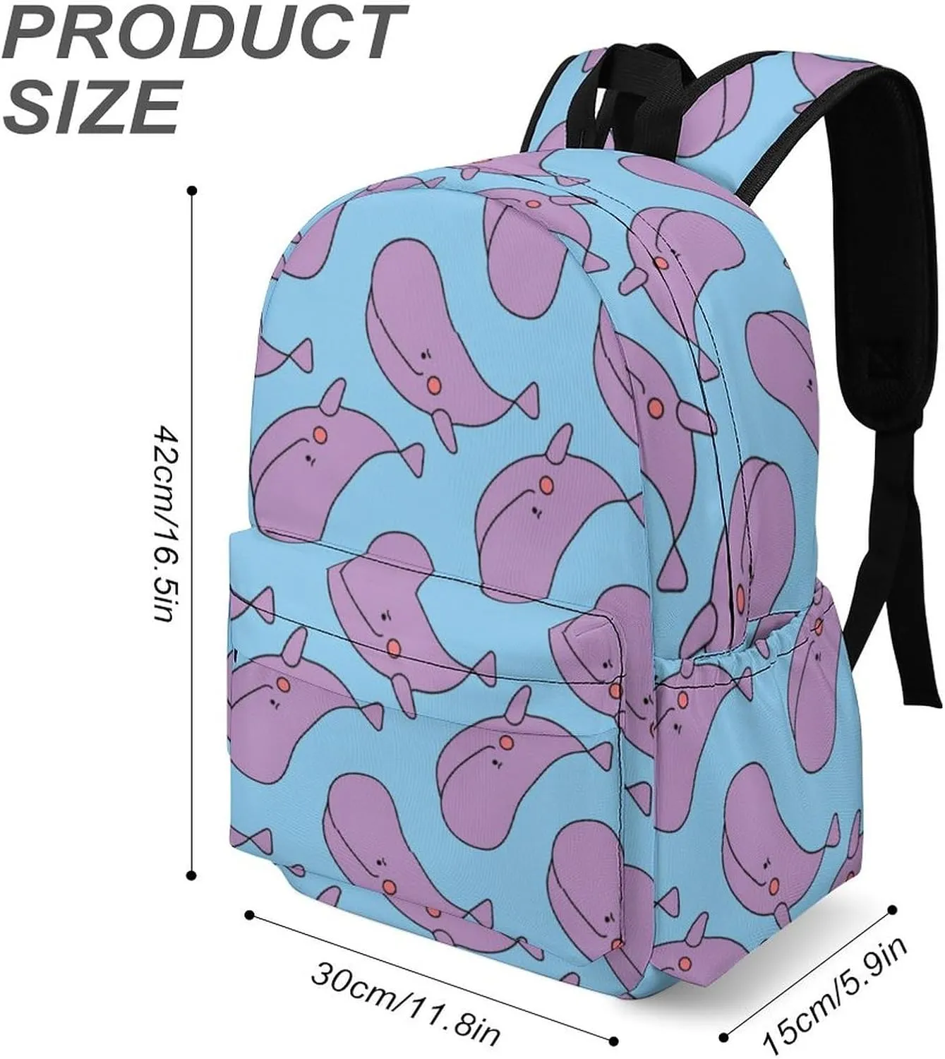 Summer Whale Ocean Casual Travel Backpack Lightweight with Multi Compartment Laptop Bagpack for Women Men Hiking Business Work