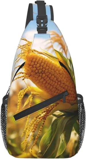 Sunflower and Corn print chest crossbody bag, fashion leisure travel bag, cross-body bag for men and women, Black, One Size, Black, One Size