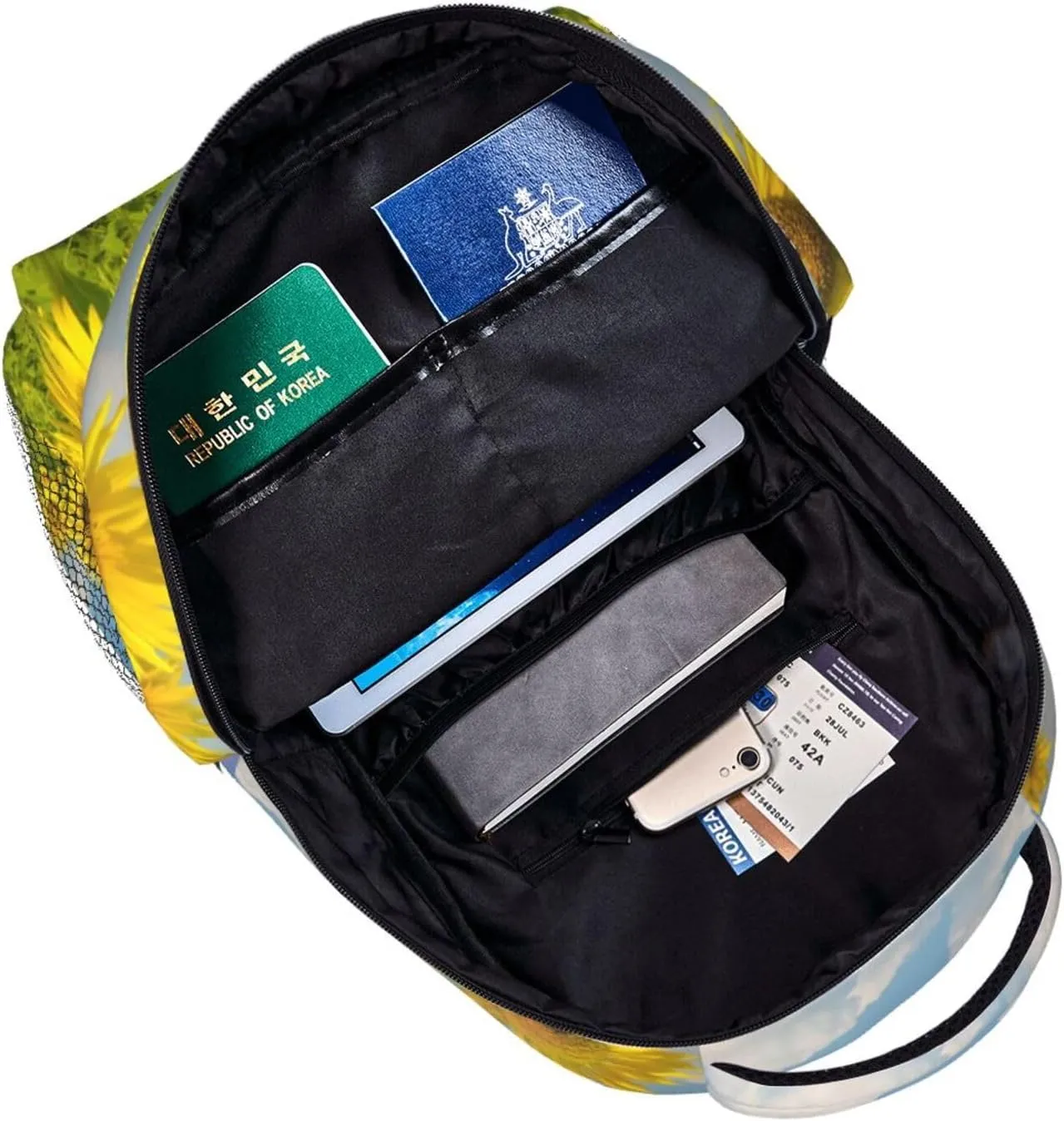 Sunflowers In A Field Under The Blue Sky And Rainbow Backpacks 15 Inch Laptop Backpack Multipurpose Double Shoulder Bag For Men Women Gifts