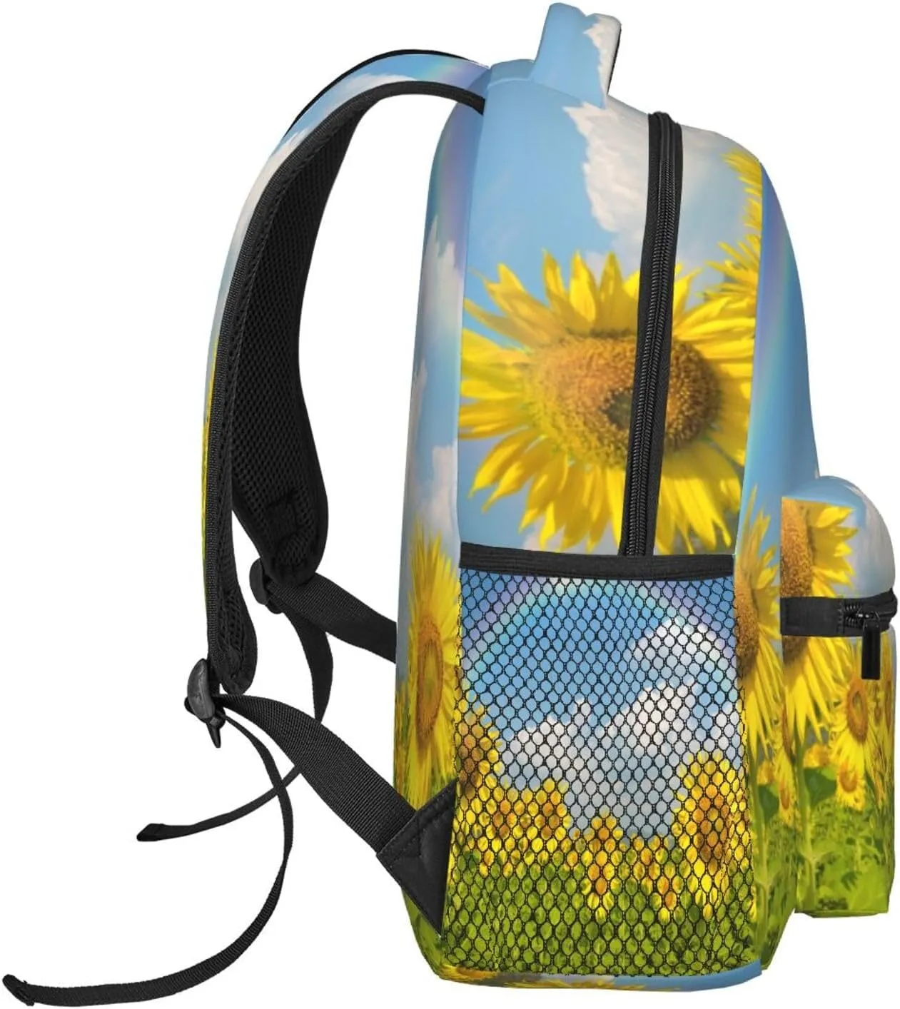 Sunflowers In A Field Under The Blue Sky And Rainbow Backpacks 15 Inch Laptop Backpack Multipurpose Double Shoulder Bag For Men Women Gifts