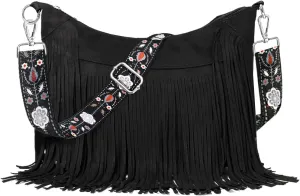 Sunwel Fashion Women Fringe Hobo Bag Western Purse Shoulder Bag Vegan Suede Tassel Hippie Crossbody Bag