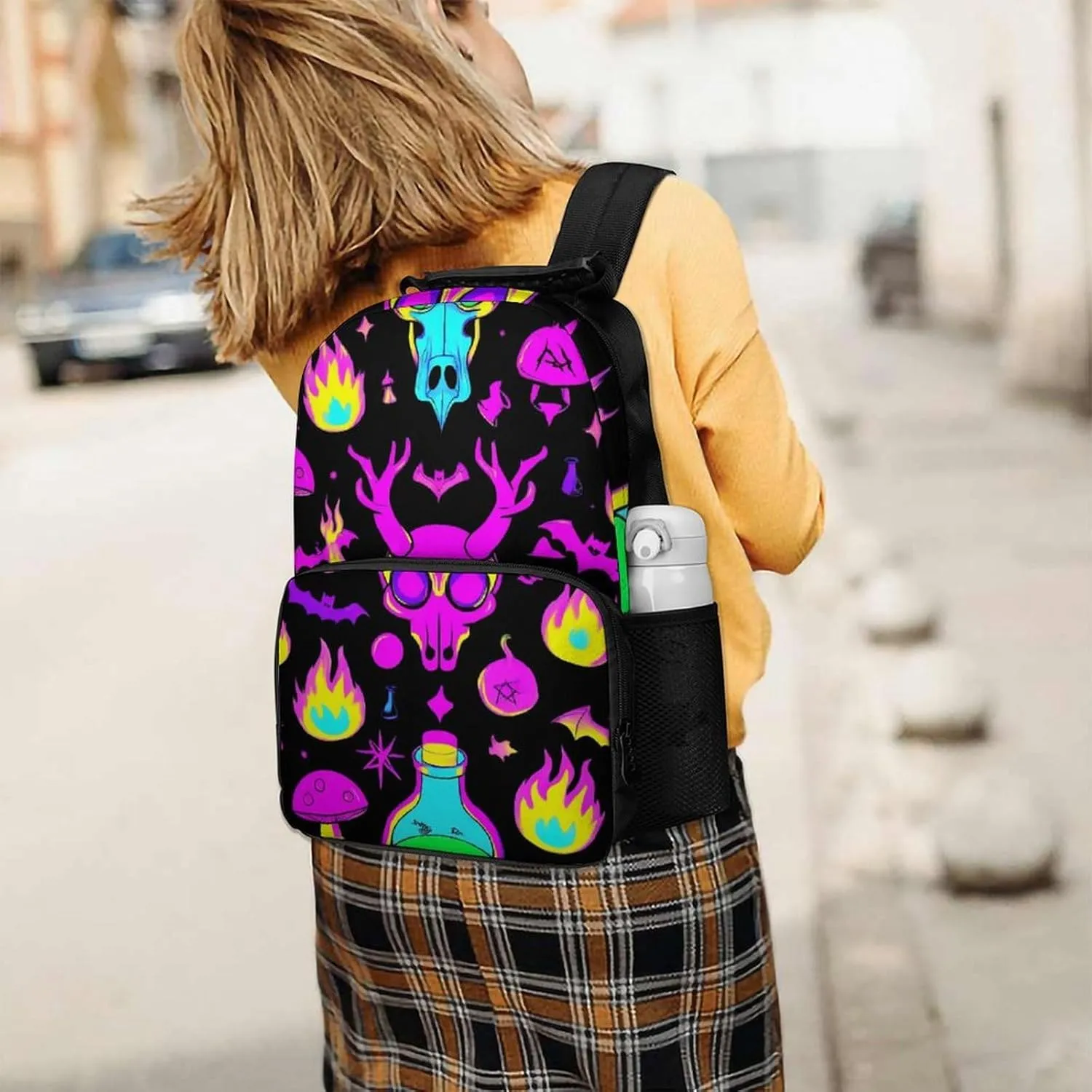 Supdreamc Backpack Anti-Theft Multipurpose Large Capacity Carry On Bag - Goth Gothic Skull Mushroom Magic Witch Witchy Camping Outdoor Backpack With Side Pockets