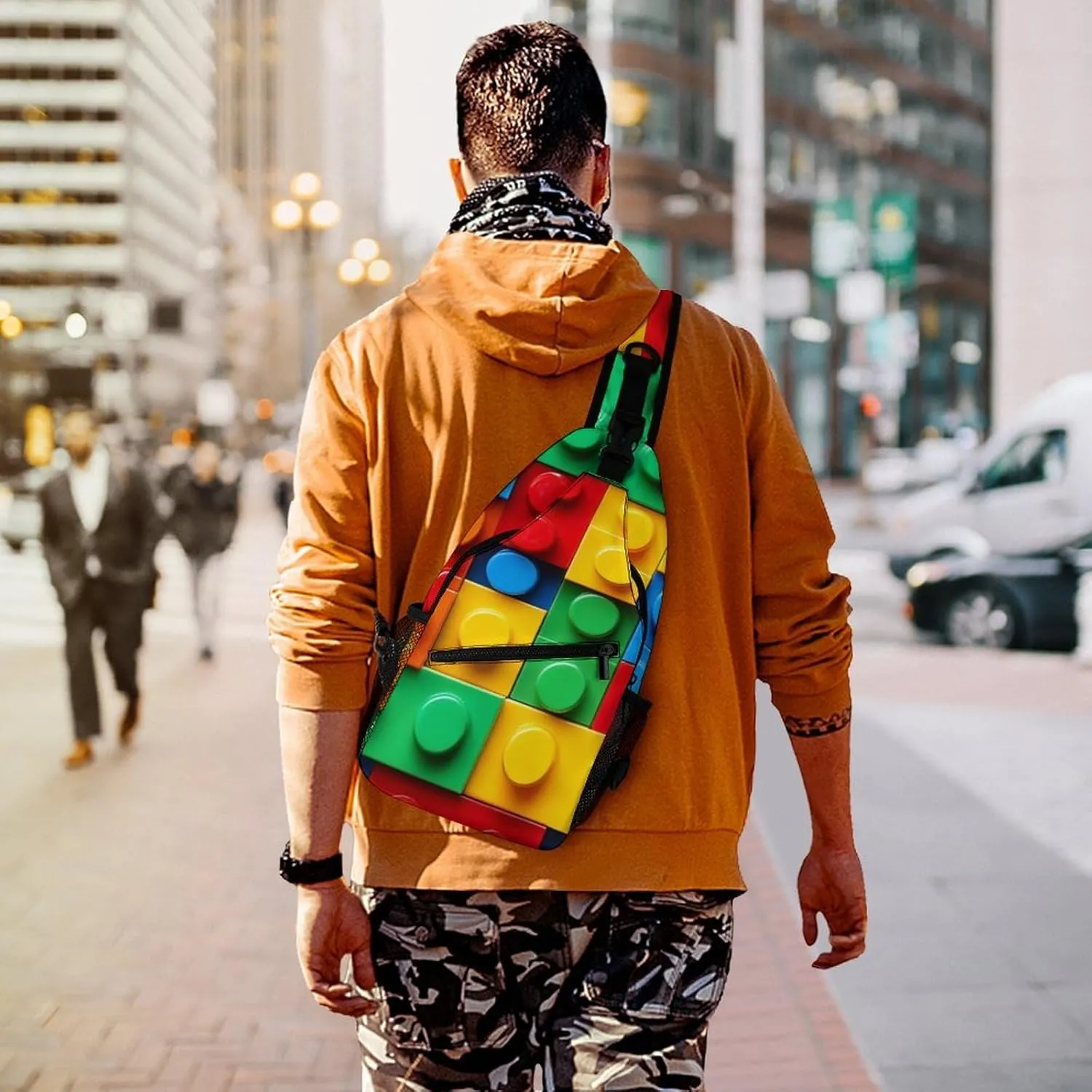 Supdreamc Casual Sling Backpack, Bag, Colorful Building Blocks Bricks Shoulder Crossbody Bag Chest Pack, Bookbag, Gym Bags Sack Daypack Outdoor Backpack for Man Women Lady