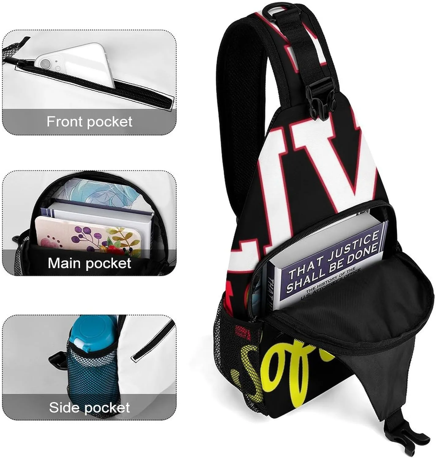Supdreamc Casual Sling Bag Backpack, Daypack, I Live Love Softball Shoulder Chest Crossbody Bag, Bookbag, Travel Backpack Camping Outdoor Bag for Man/Women/College