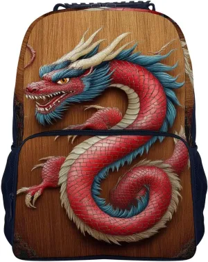 Supdreamc Lightweight Rucksack for Sports Travel Running - Big Capacity Multipurpose Anti-Theft Bookbag, Vintage Chinese Dragon Travel and Sport Backpack Rucksack