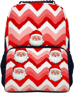 Supdreamc Men Women Lightweight Christmas Santa Claus Red Daypack Bookbag Big Capacity Carry On Bag With Side Pockets for Camping Travel Bicycle