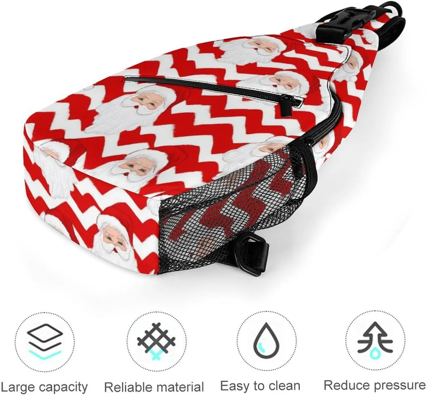 Supdreamc Sling Shoulder Backpack for Women Men Anti-Theft Multipurpose Satchel Bookbags Travel Rucksack Daypack Camera Case, Christmas Santa Claus Red Crossbody Daypacks