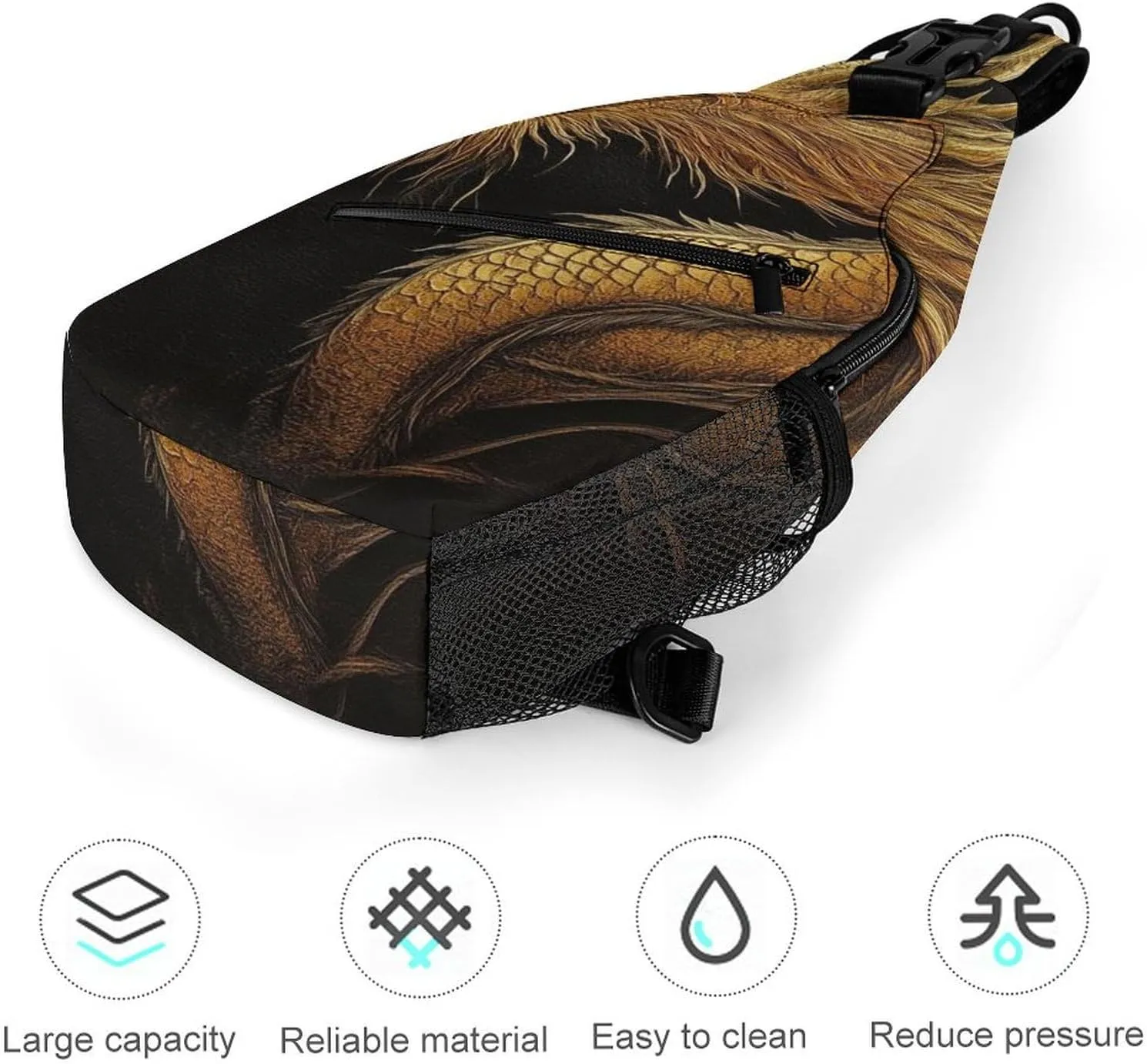 Supdreamc Sling Shoulder Backpack for Women Men Multipurpose Anti-Theft Travel Backpack Camping Outdoor Bag Tactical Satchel, Cool Dragon Black Drak Night Chest Bag Rucksack