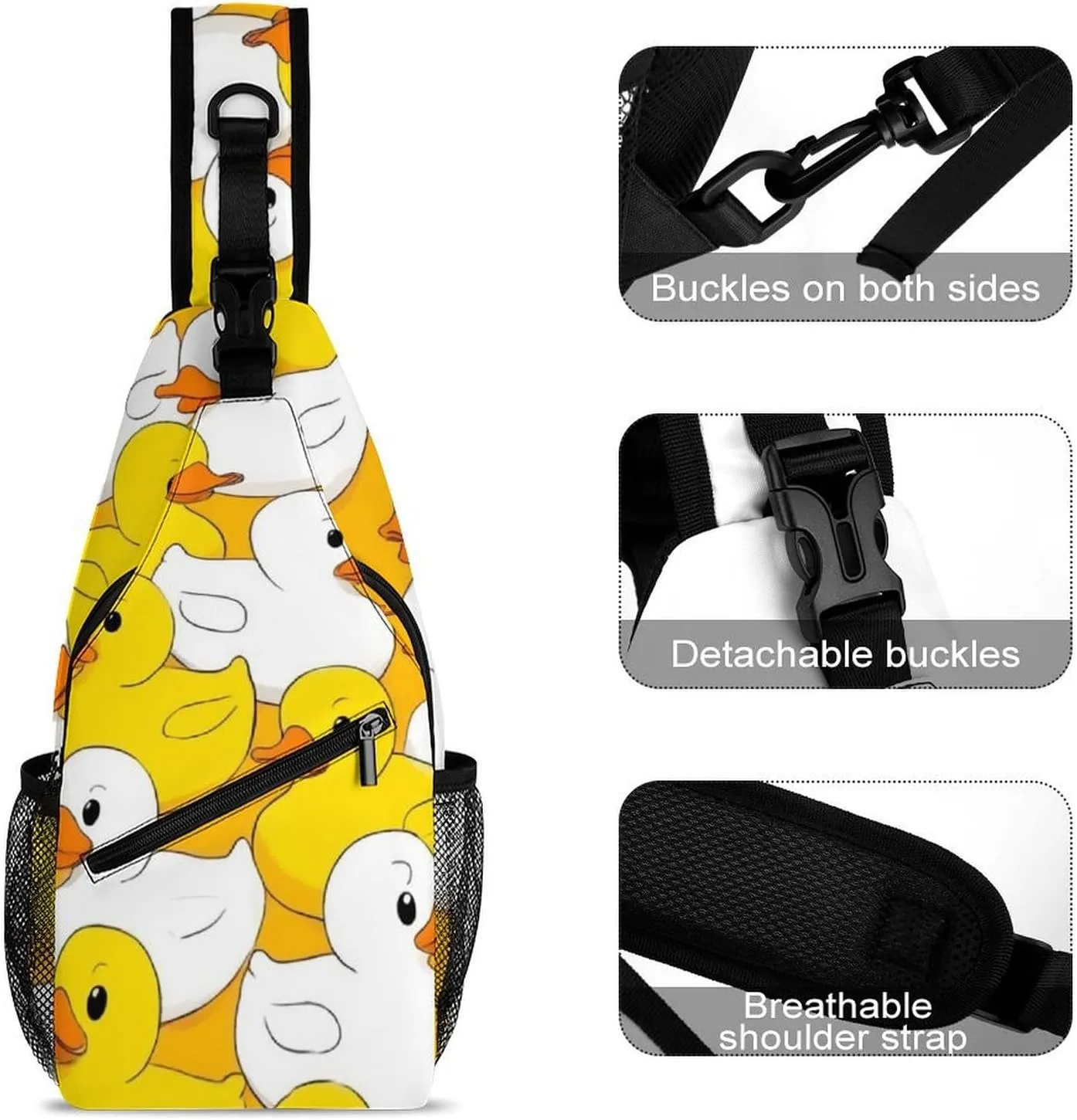 Supdreamc Ultra Lightweight Sling Backpack Shoulder Chest Crossbody Bag Multipurpose Anti-Theft Backpacking for Hiking Cycling Walking Dog Bicycle Travel - Cute Rubber Duck