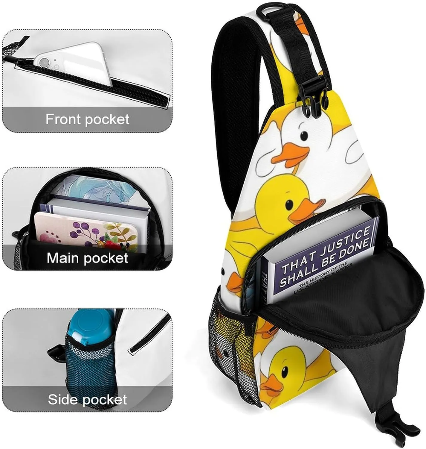 Supdreamc Ultra Lightweight Sling Backpack Shoulder Chest Crossbody Bag Multipurpose Anti-Theft Backpacking for Hiking Cycling Walking Dog Bicycle Travel - Cute Rubber Duck