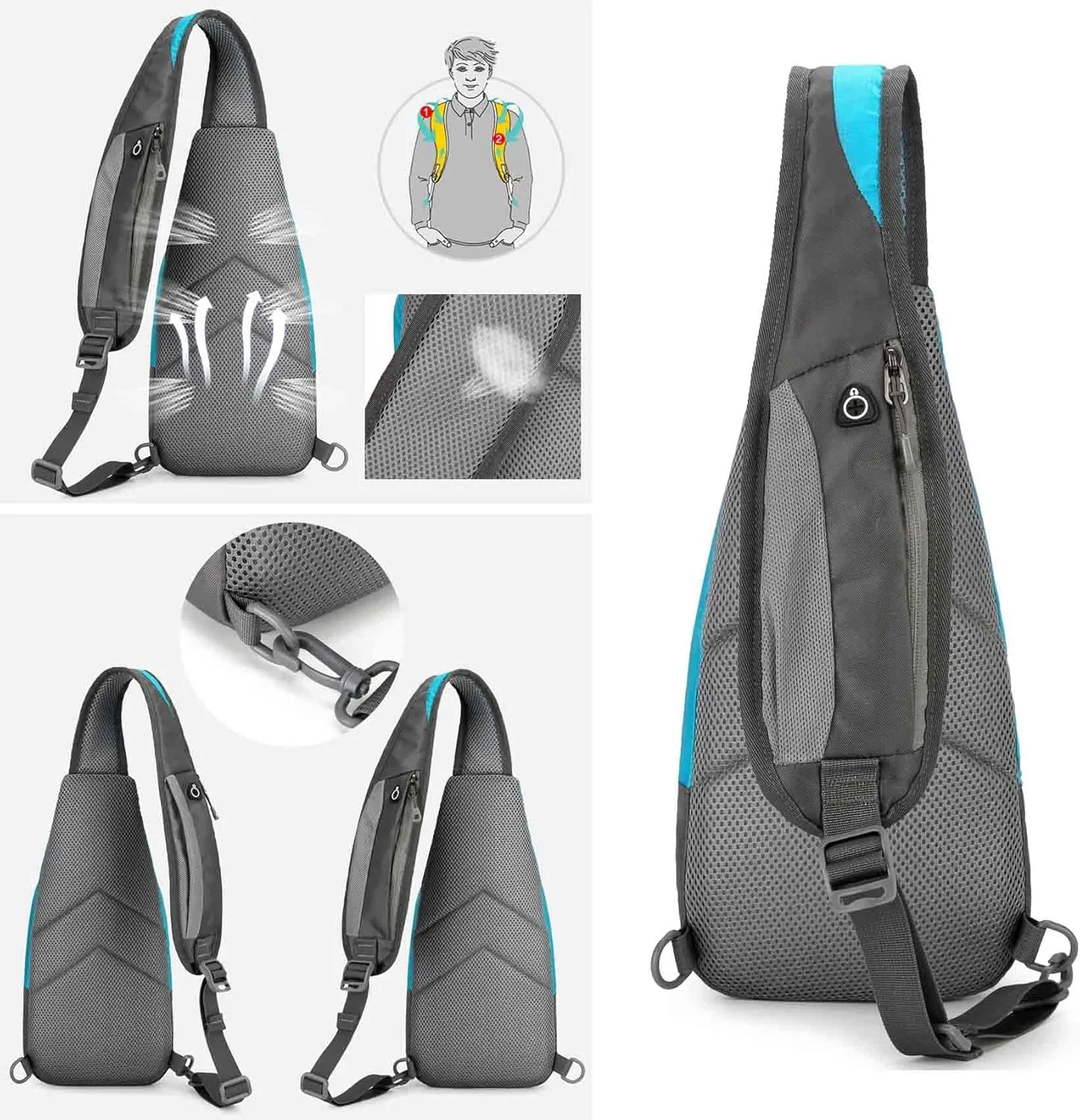 Super Lightweight Waterproof Nylon Chest Sling Bag Crossbody Daypack for Men Women 5L Sport Outdoor Travel Hiking