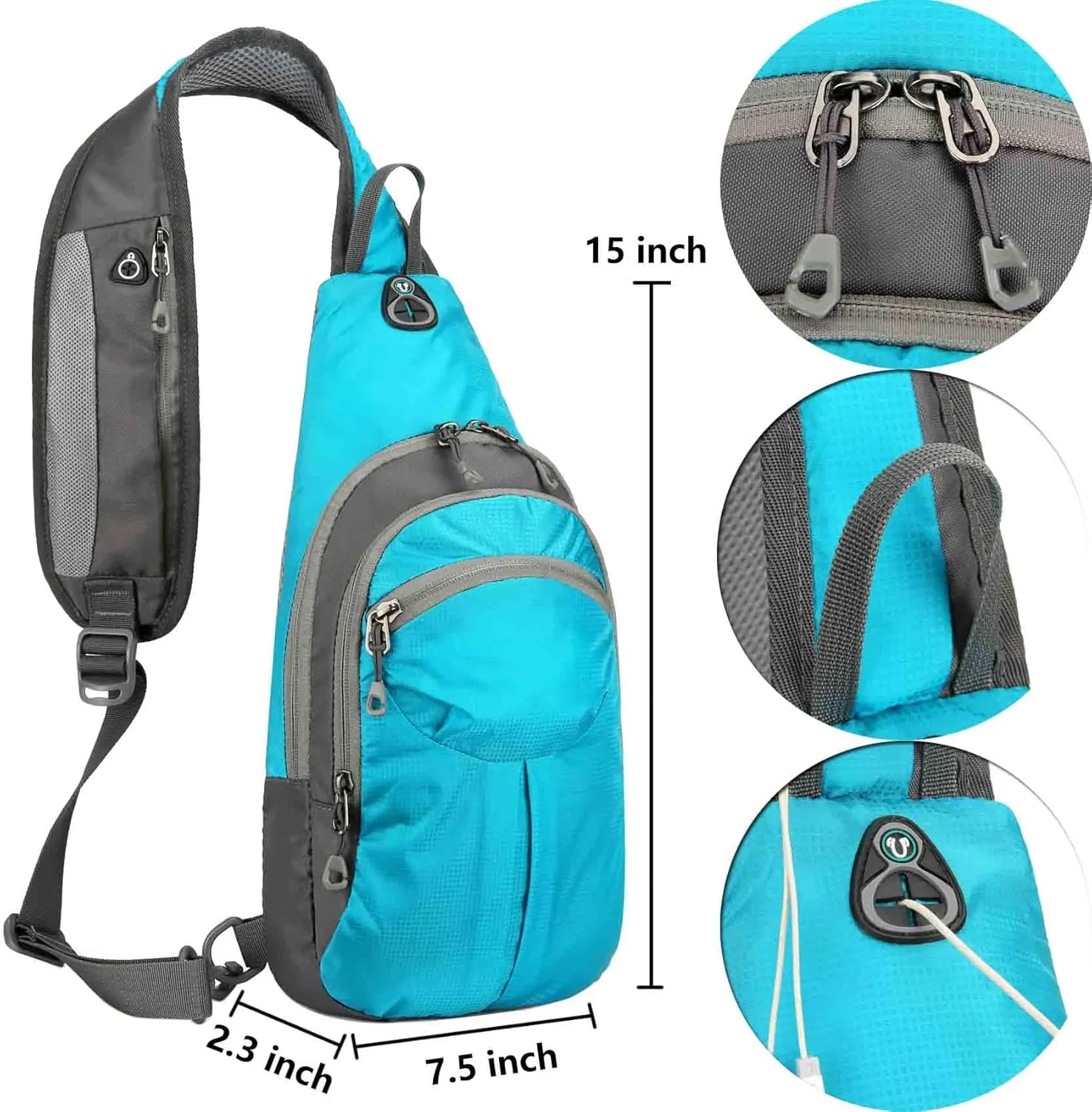 Super Lightweight Waterproof Nylon Chest Sling Bag Crossbody Daypack for Men Women 5L Sport Outdoor Travel Hiking