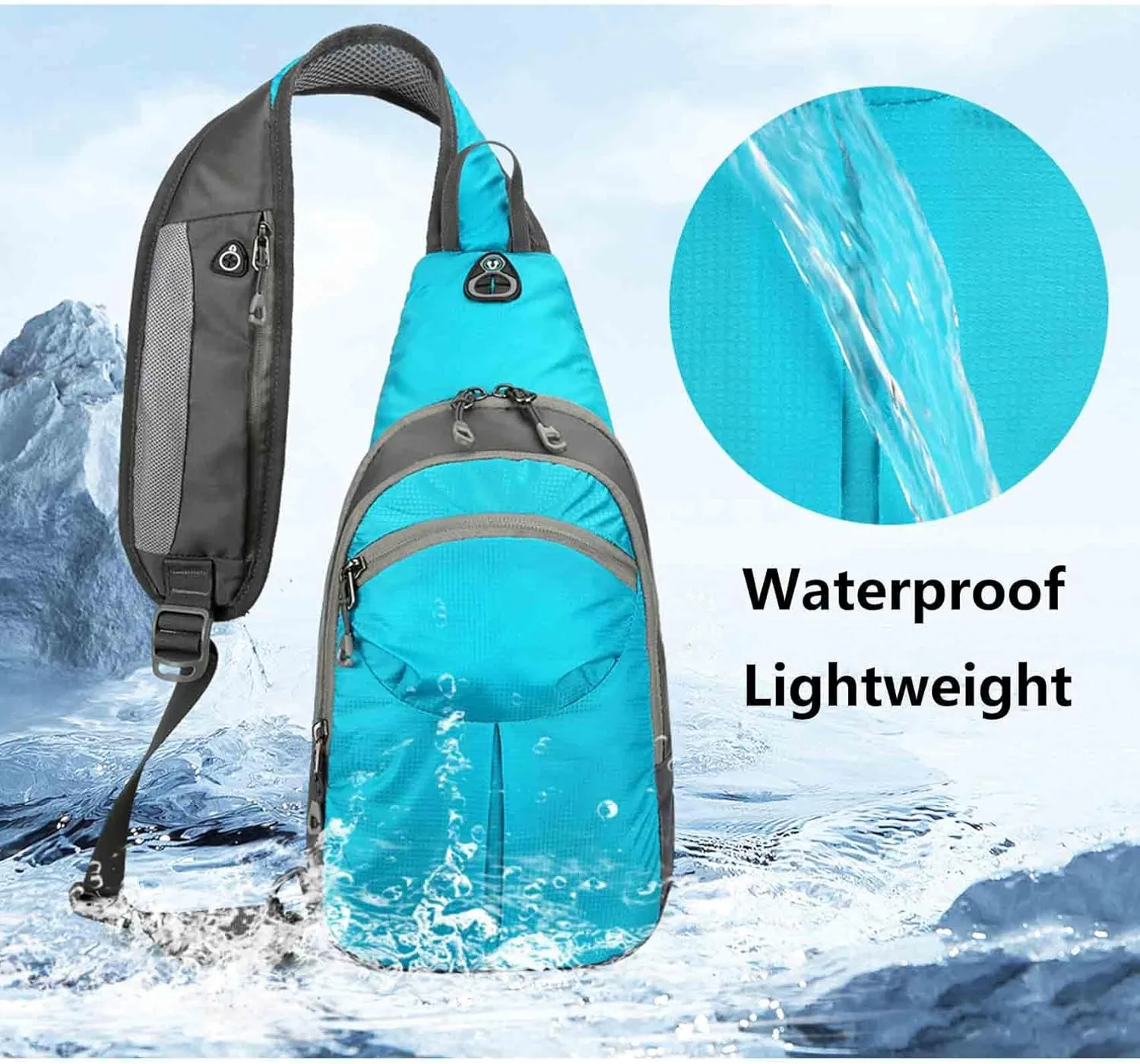 Super Lightweight Waterproof Nylon Chest Sling Bag Crossbody Daypack for Men Women 5L Sport Outdoor Travel Hiking