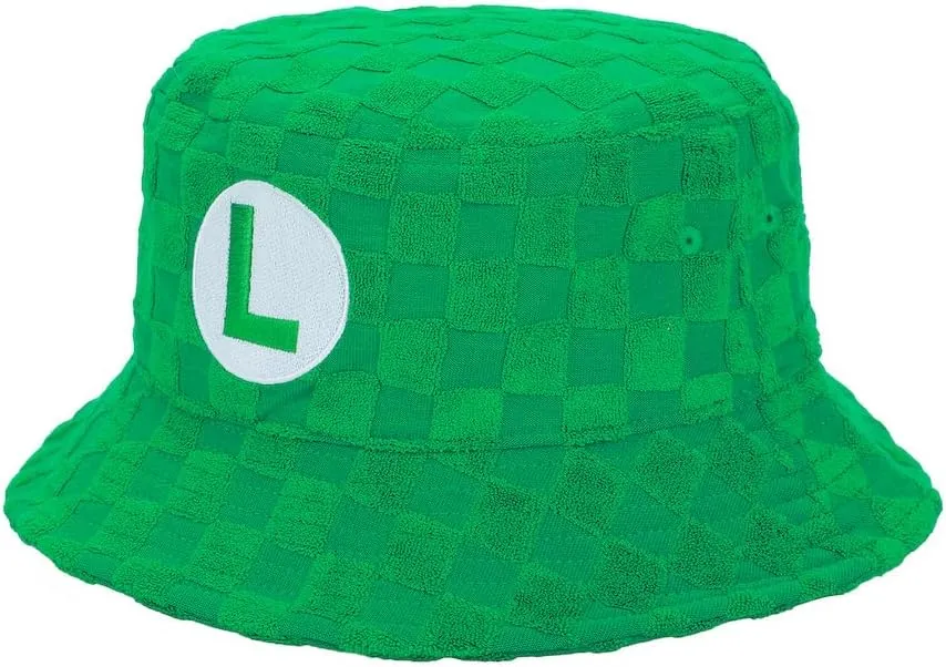 Super Mario Bros Logo Men's Checkered Bucket Hat
