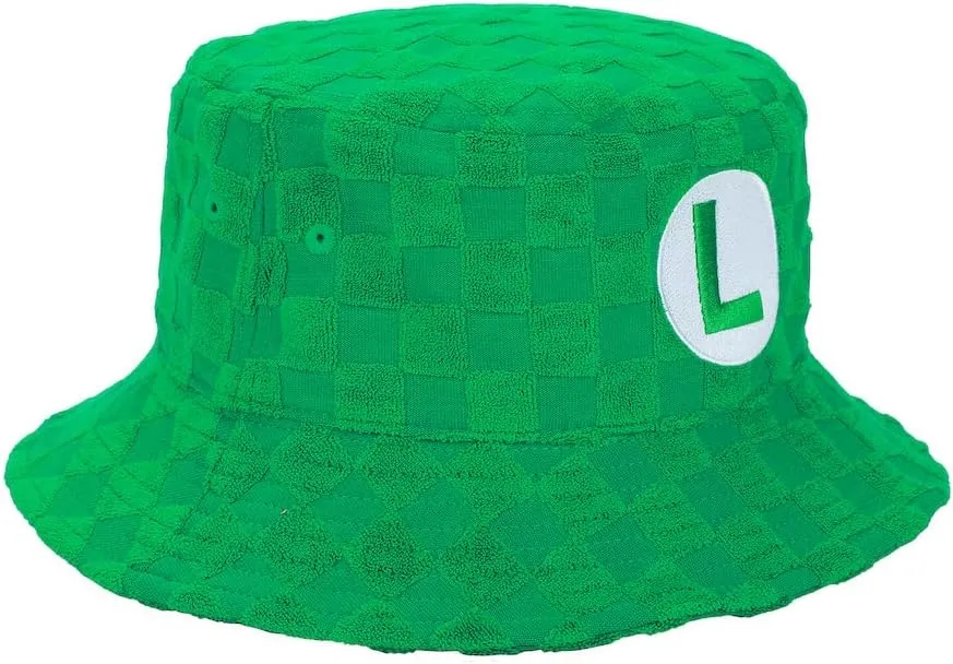 Super Mario Bros Logo Men's Checkered Bucket Hat